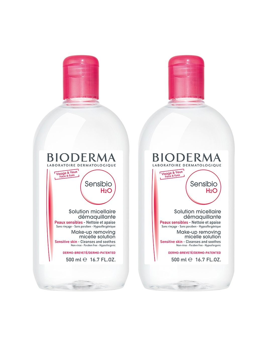 

BIODERMA Set of 2 Sensibio H2O Makeup Remover & Cleanser - 500 ml Each, White