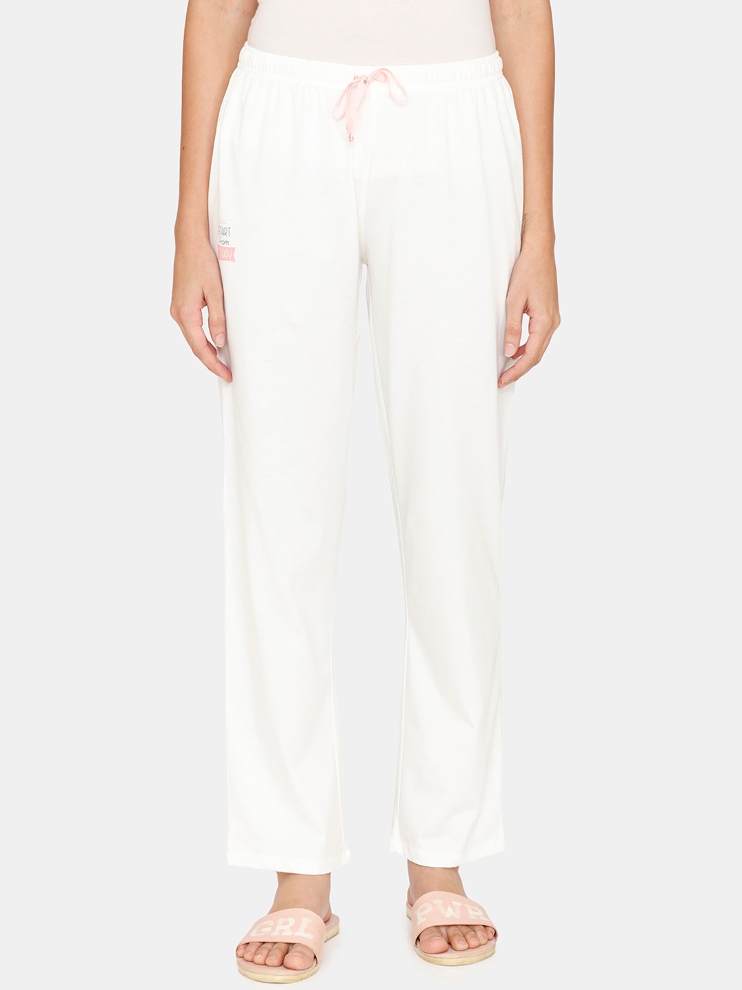 

Rosaline by Zivame Women White Solid Cotton Lounge Pants