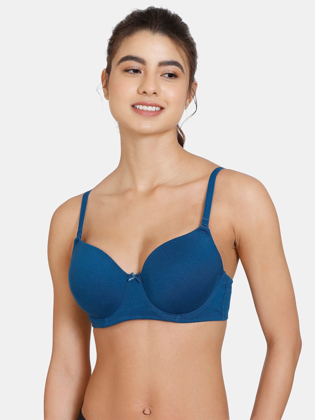 

Rosaline by Zivame Blue T-shirt Bra Underwired Lightly Padded