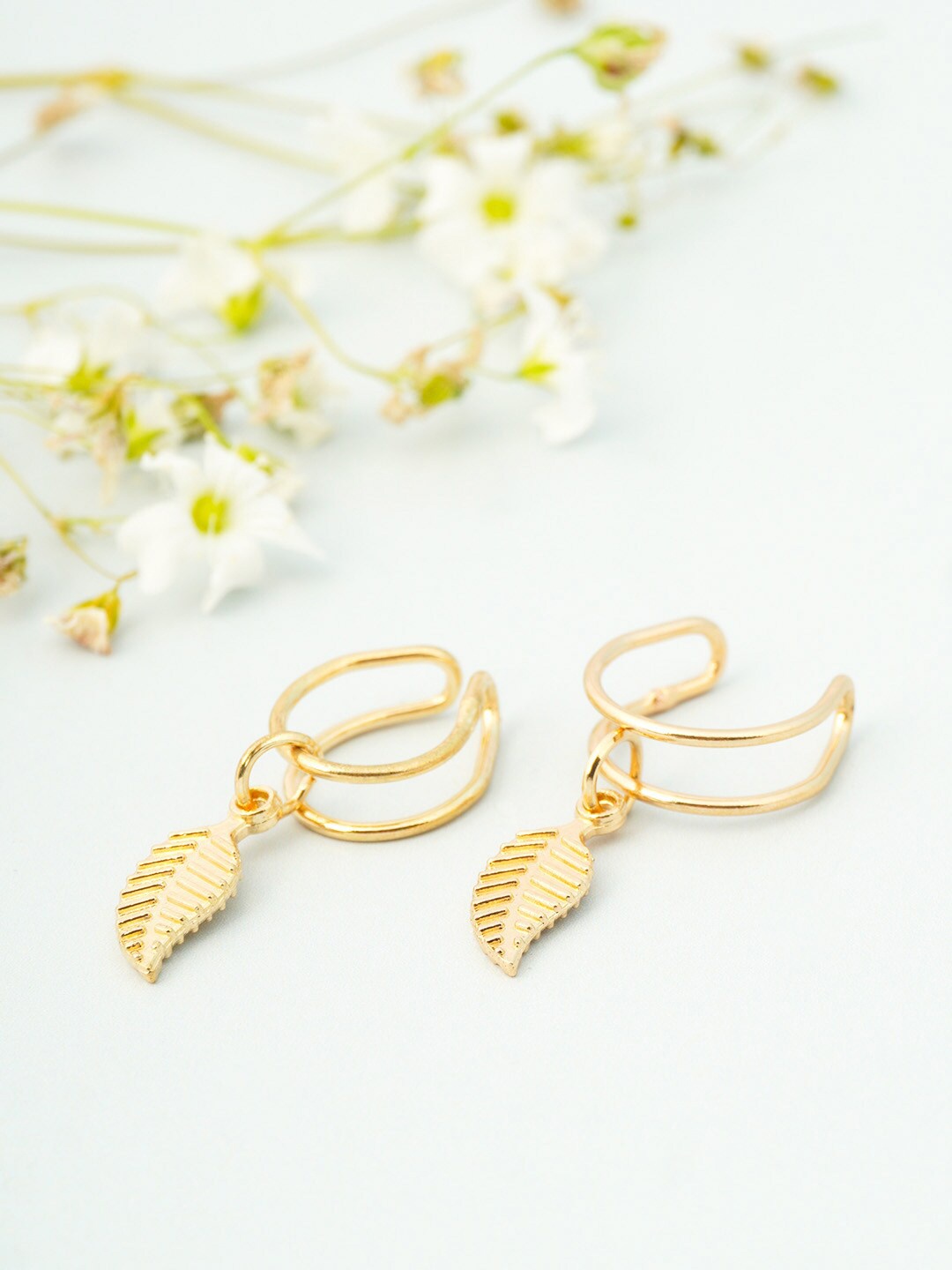 

Ferosh Gold-Toned Leaf Shaped Ear Cuff Earrings