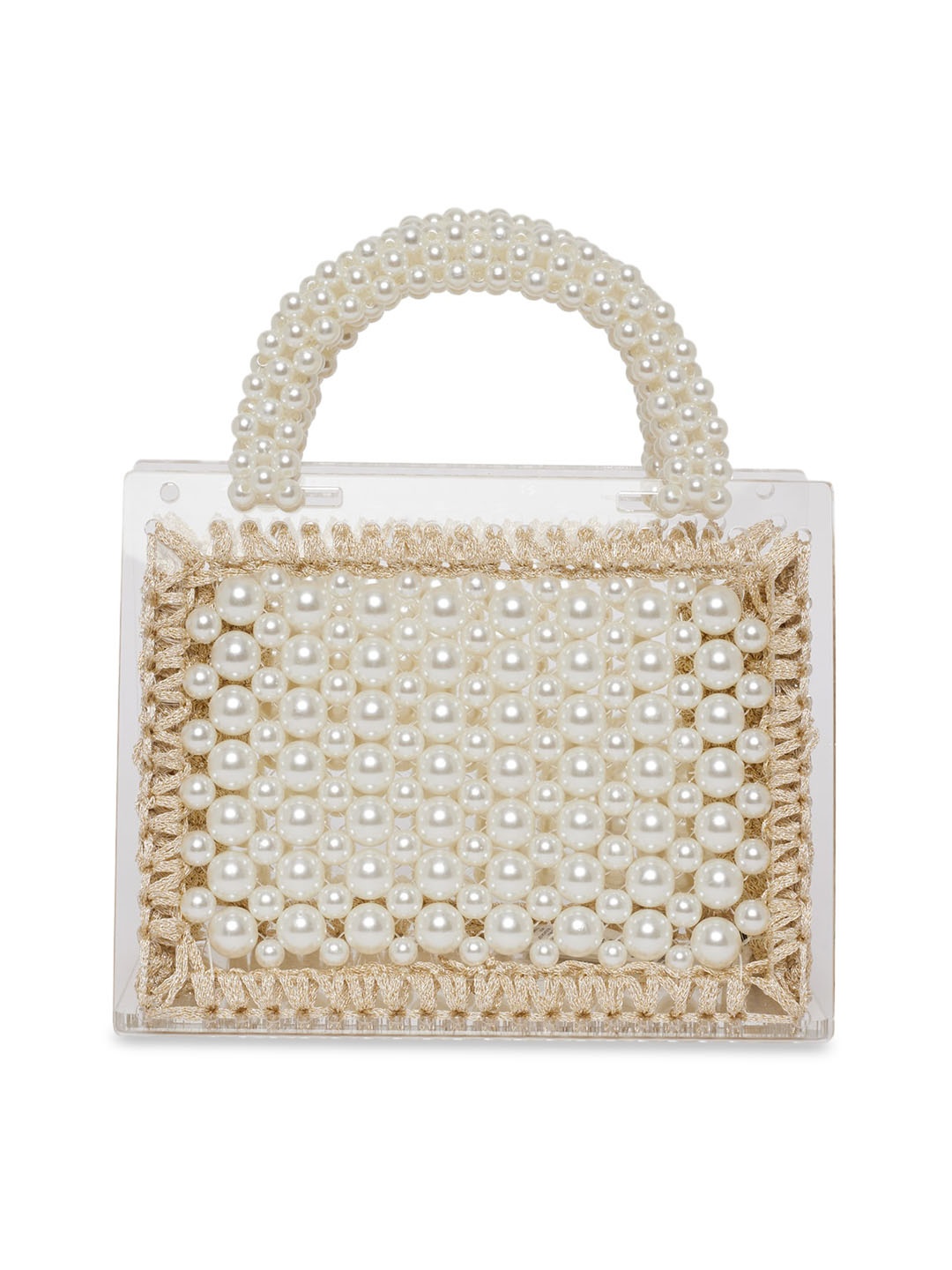 

ALDO Women Transparent Embellished Structured Handheld Bag