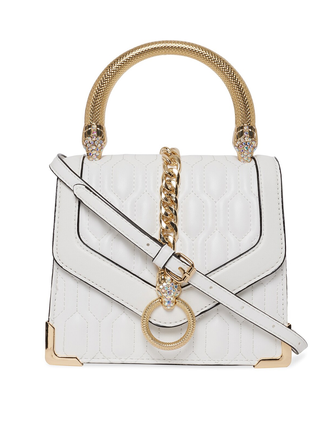 

ALDO Women White Textured Structured Satchel