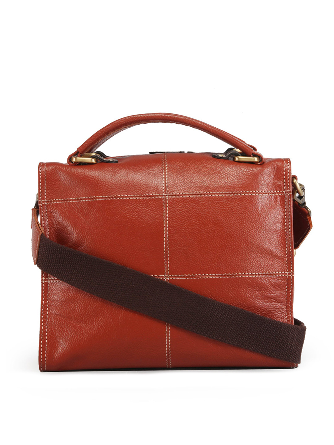 

GENWAYNE Tan Brown Leather Structured Satchel