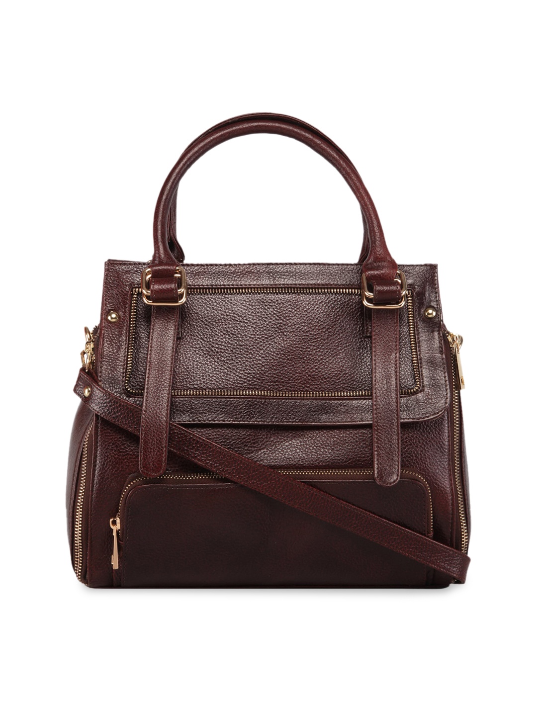 

GENWAYNE Brown Leather Structured Handheld Bag