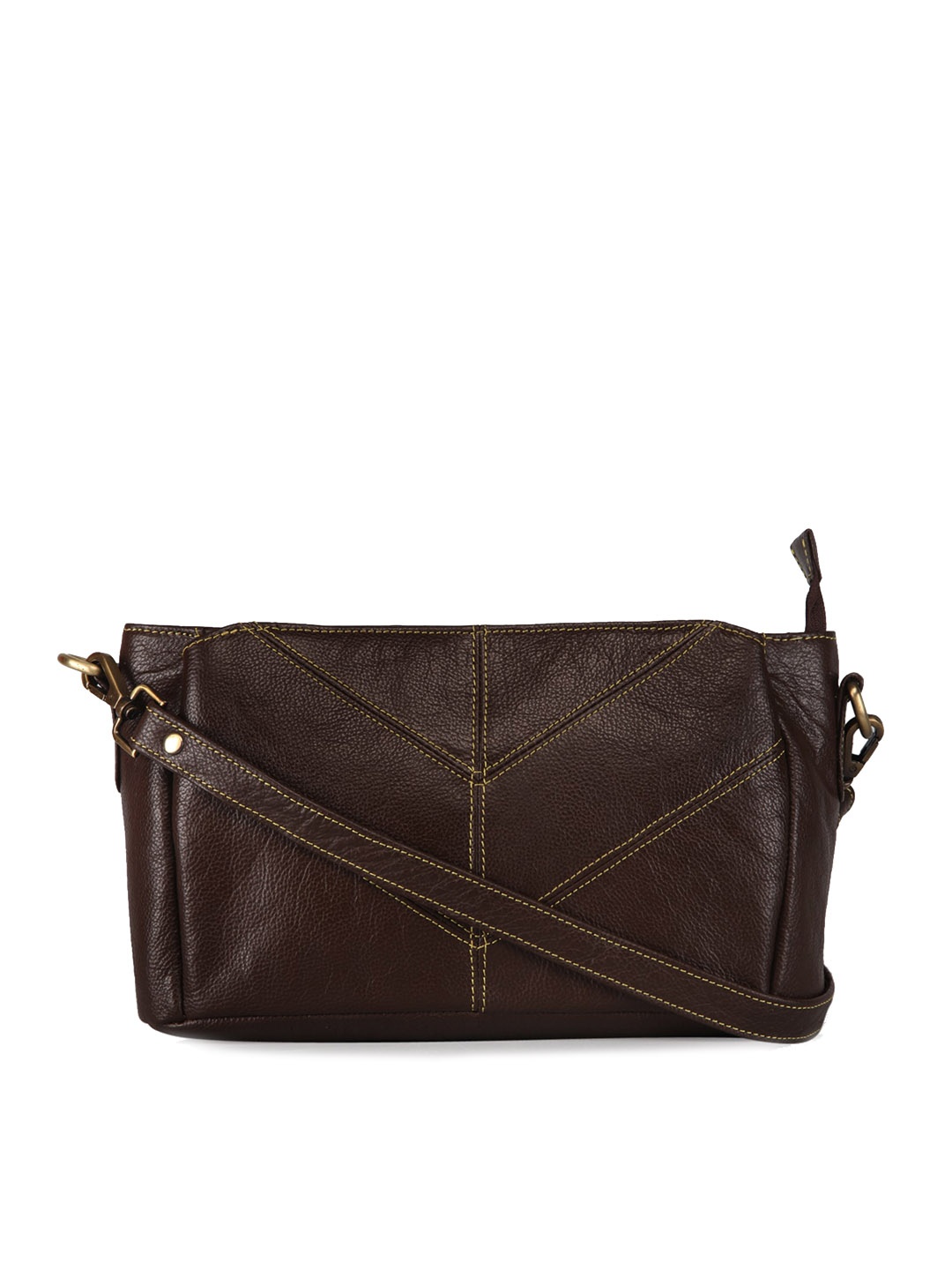 

GENWAYNE Brown Leather Structured Sling Bag