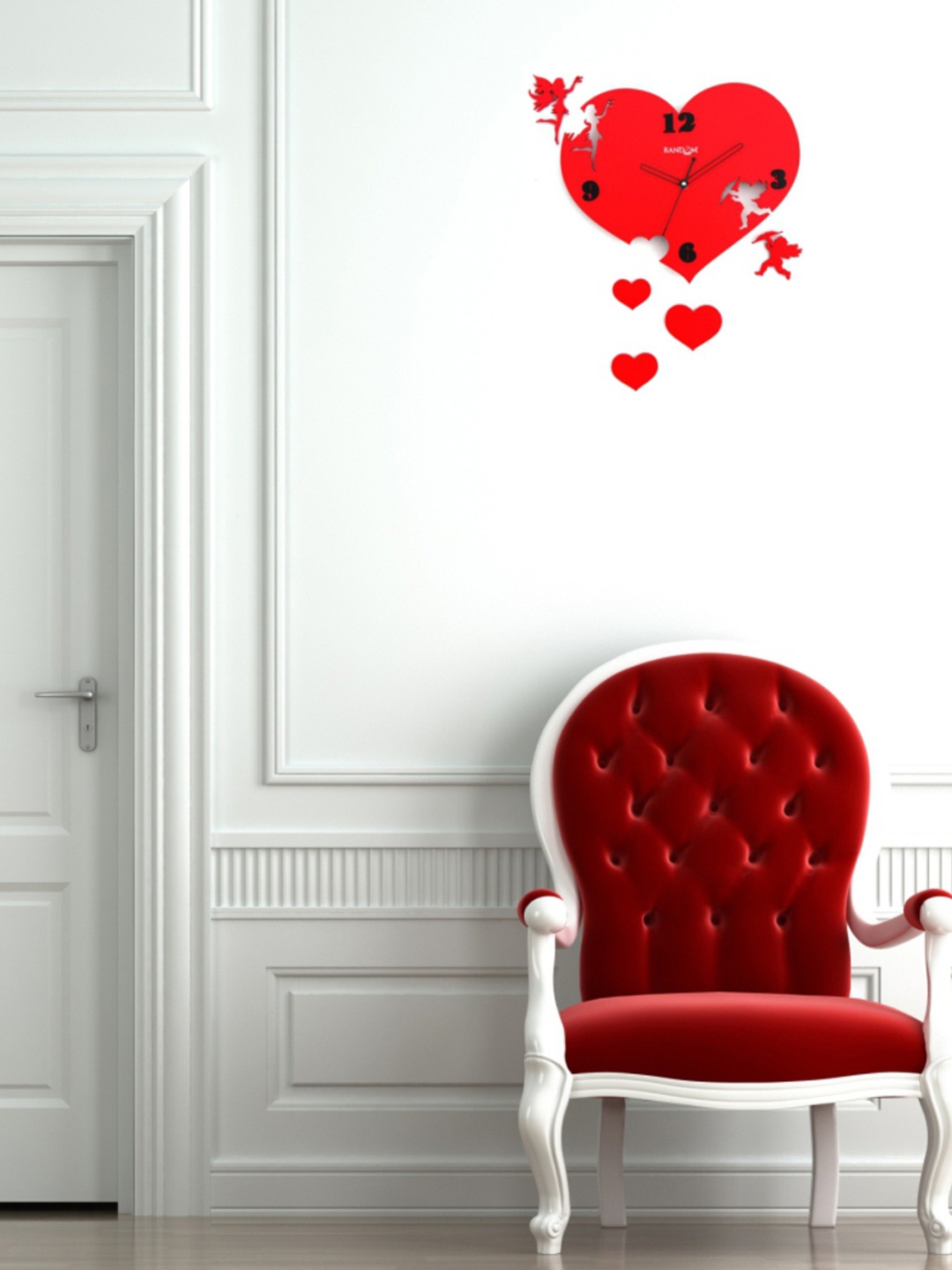 

RANDOM Red Dial Heart-Shaped Wooden Analogue Wall Clock
