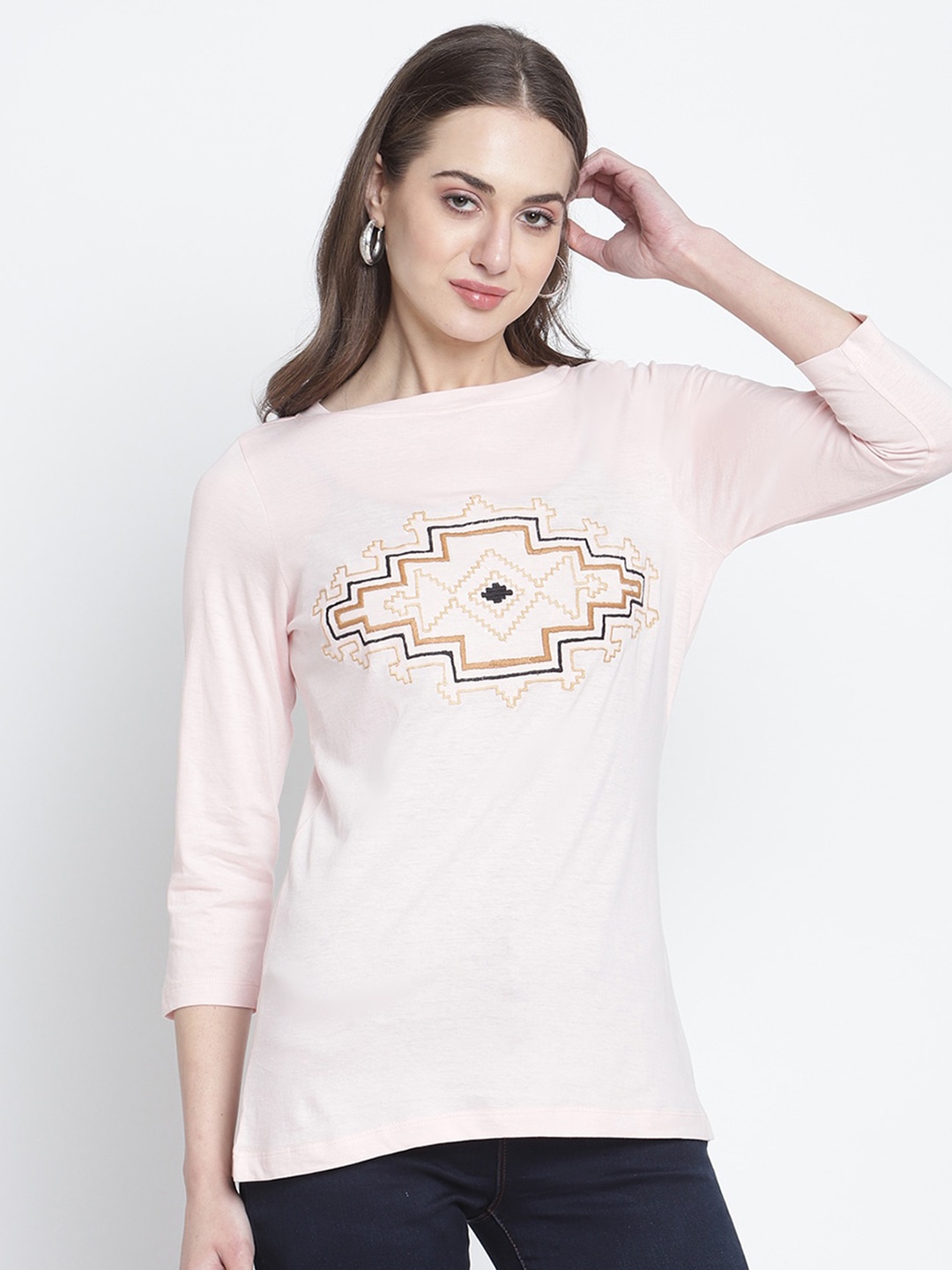 

Rute Women Beige Pure Cotton T-shirt