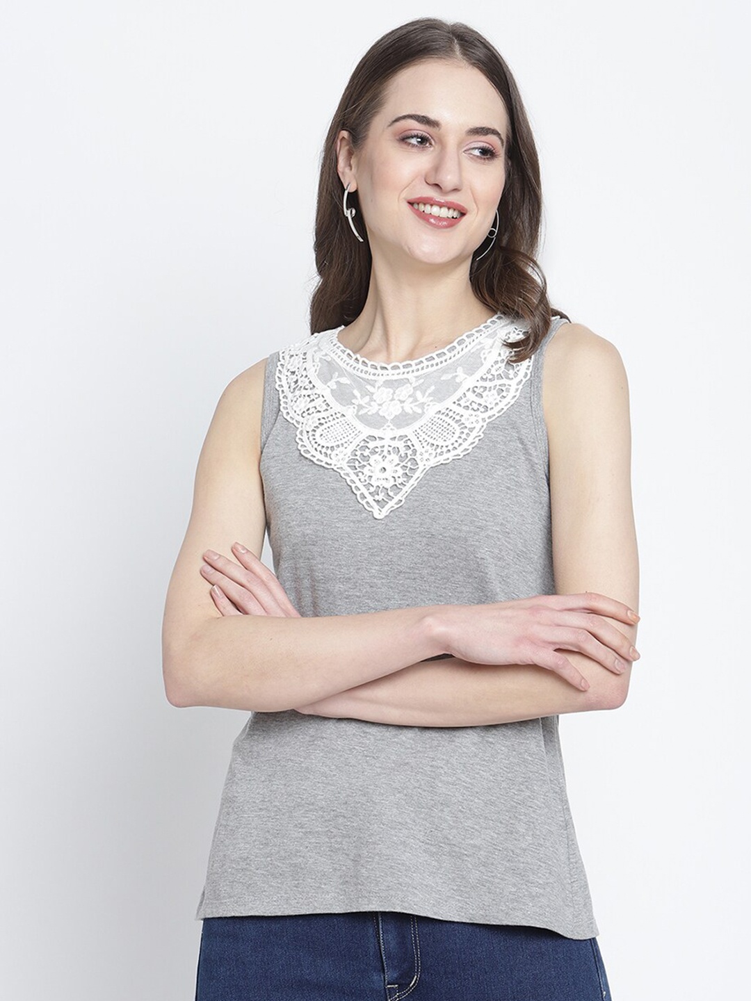 

Rute Women Grey Cotton Top