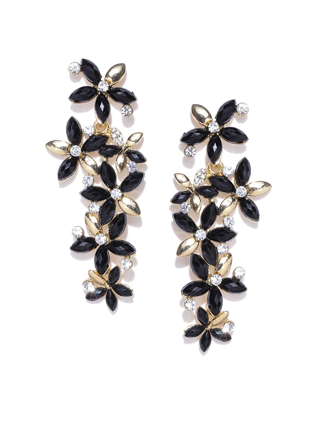 

YouBella Gold-Toned & Black Contemporary Drop Earrings