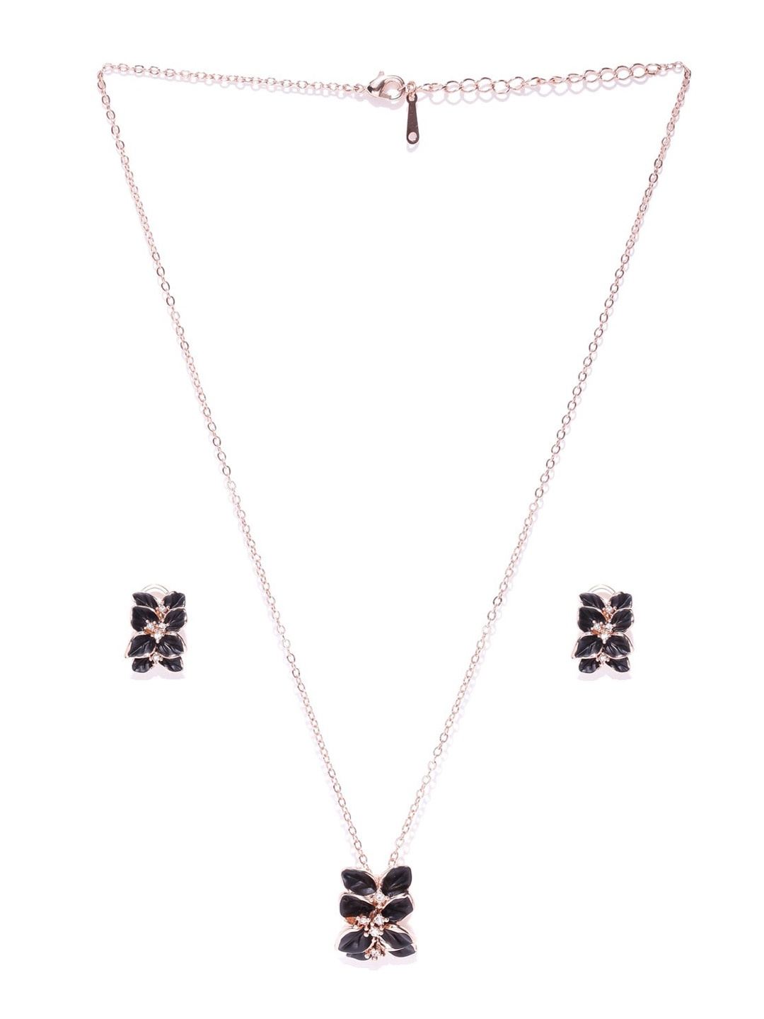 

YouBella Rose Gold Plated & Black Studded Jewellery Set