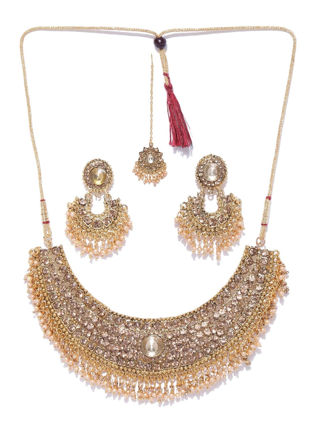 

YouBella Gold-Plated Stone-Studded Jewellery Set