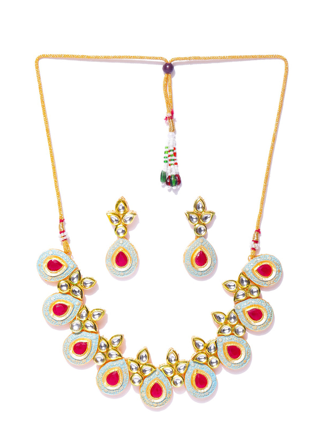 

YouBella Pink Gold-Plated Enamelled Handcrafted Jewellery Set