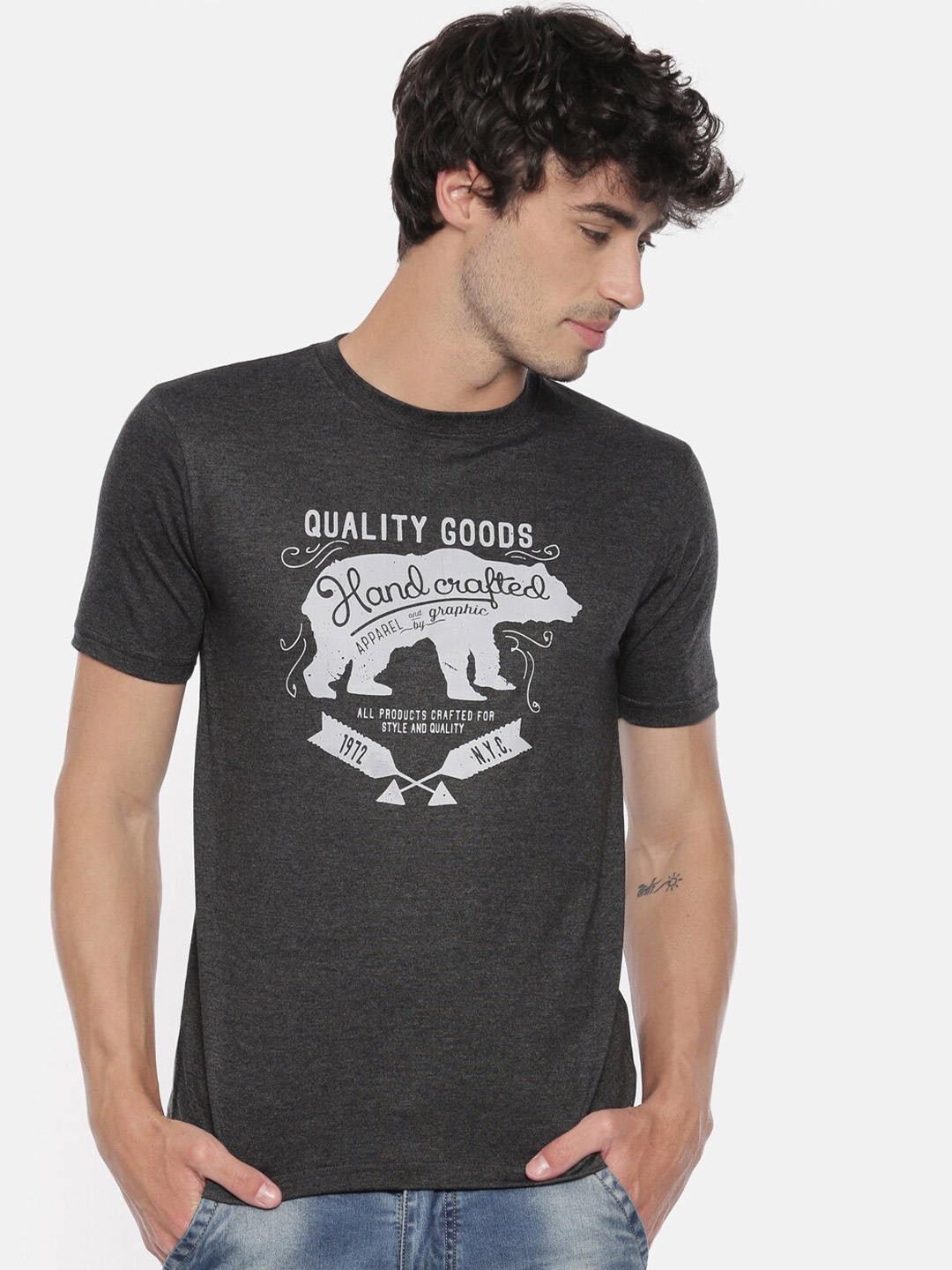

recast Men Charcoal Printed Bio Finish T-shirt