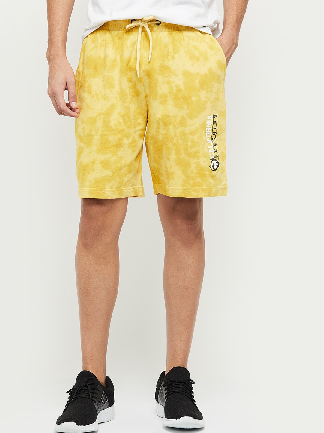 

max Men Yellow Printed Shorts