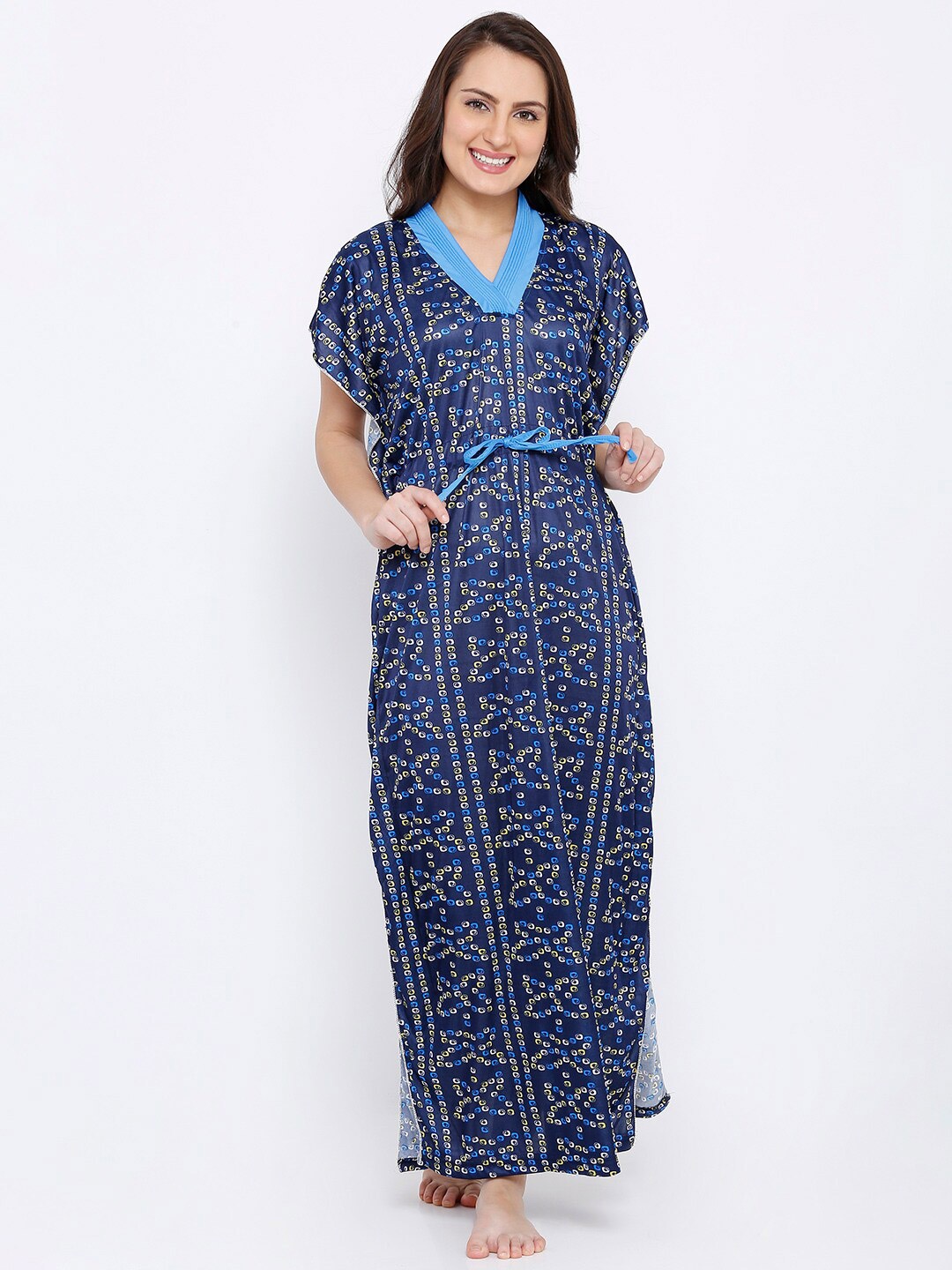 

Pretty Awesome Blue Printed Maxi Nightdress