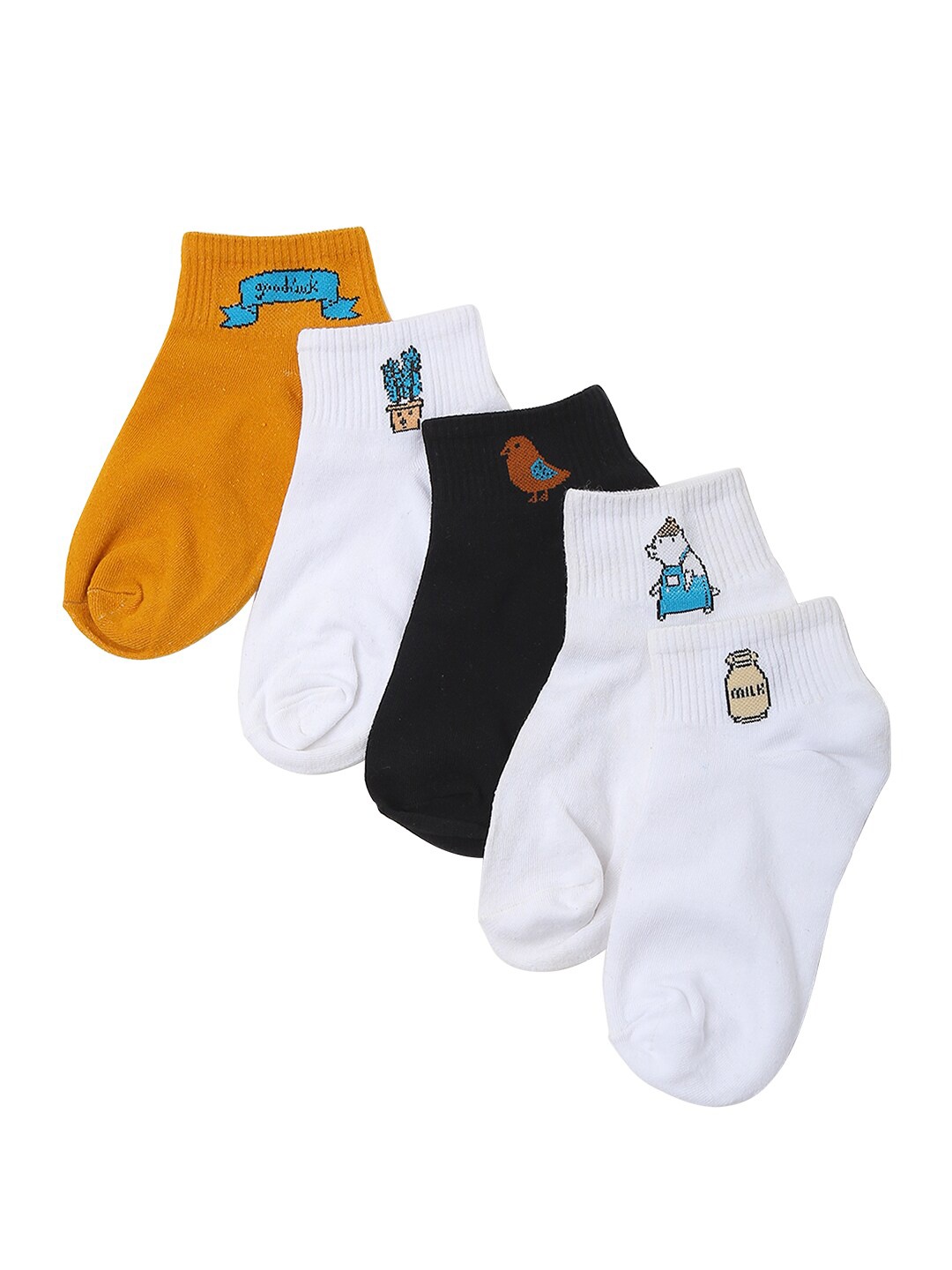 

Bunnywave Unisex Pack Of 5 Assorted Cotton Ankle-Length Socks