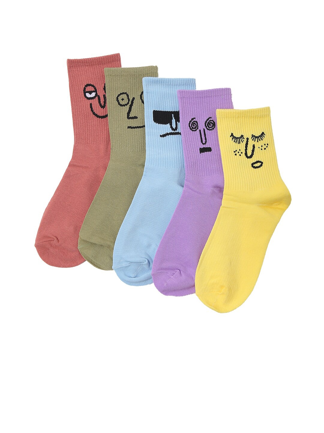 

Bunnywave Pack Of 5 Assorted Cotton Calf-Length Socks
