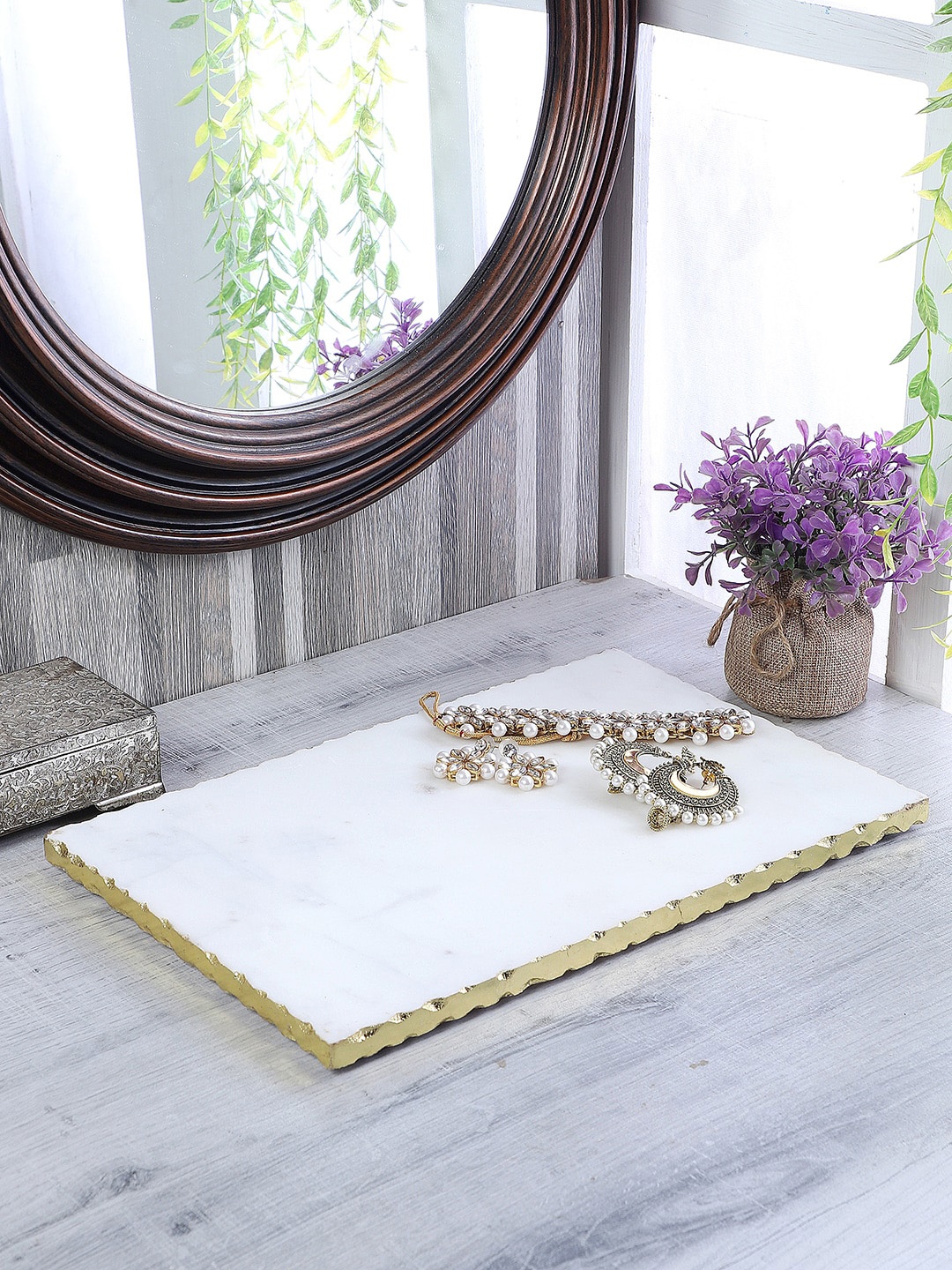 

NikkisPride White Marble Tray Platter