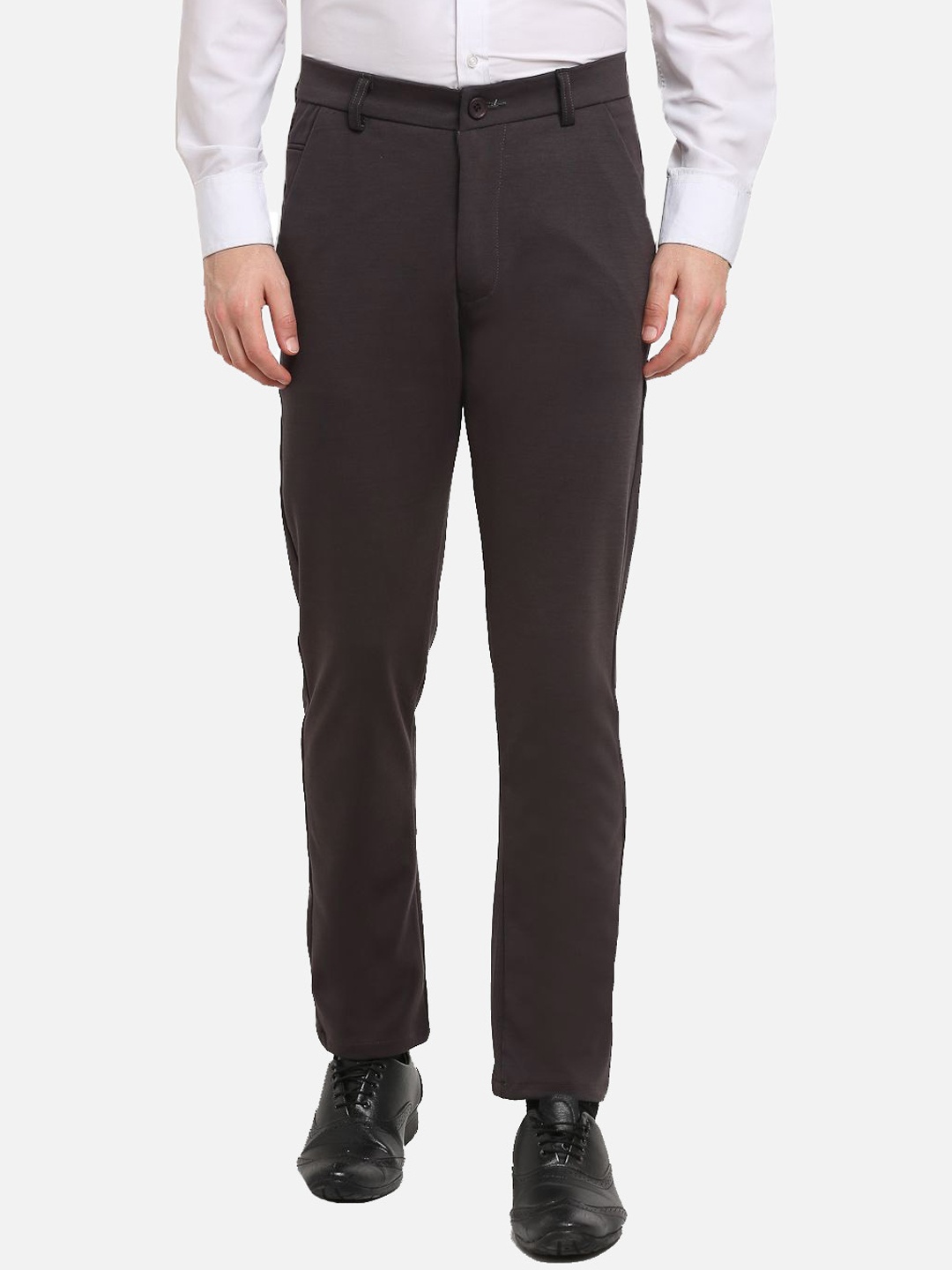 

JAINISH Men Brown Smart Slim Fit Easy Wash Trousers