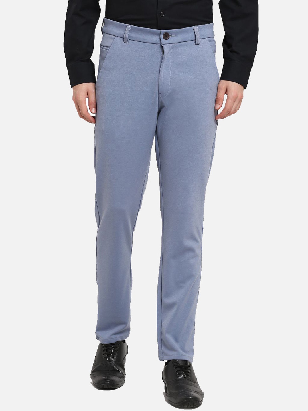 

JAINISH Men Grey Smart Tapered Fit Easy Wash Cotton Trousers