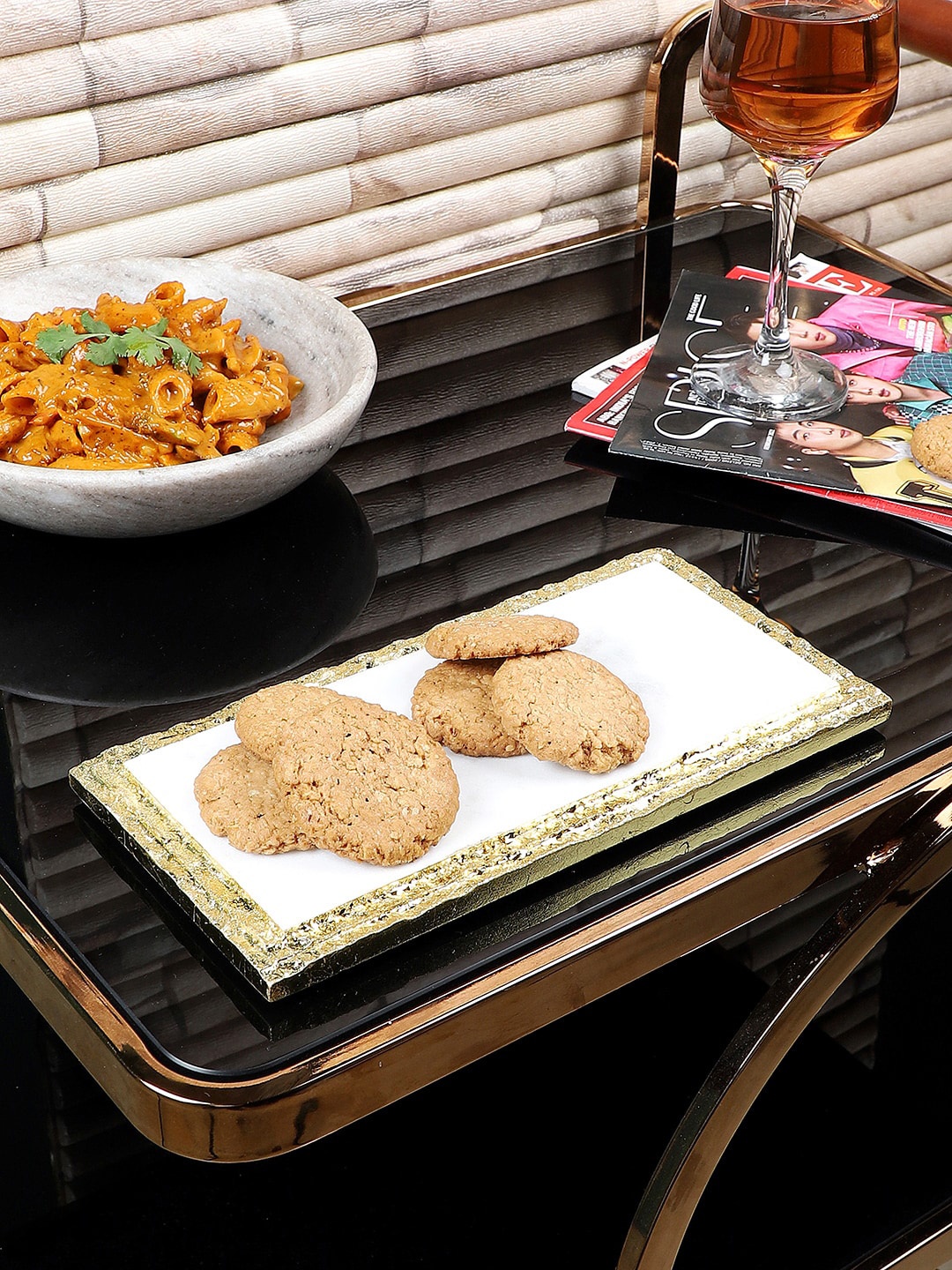

NikkisPride Unisex White Solid Marble Tray Platter