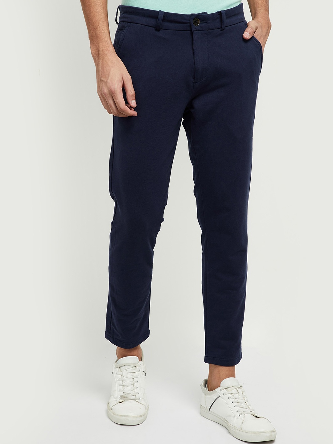 

max Men Navy Blue Trousers