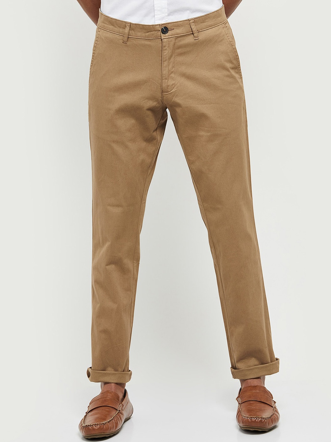 

max Men Khaki Solid Trousers
