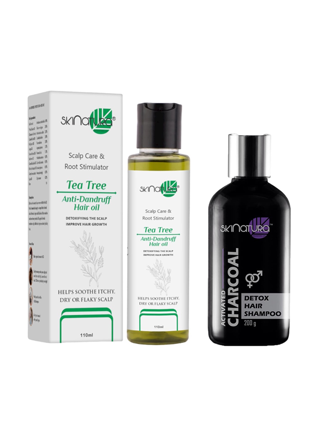 

Skinatura Anti-Dandruff Hair Oil & Charcoal Hair Shampoo, Black