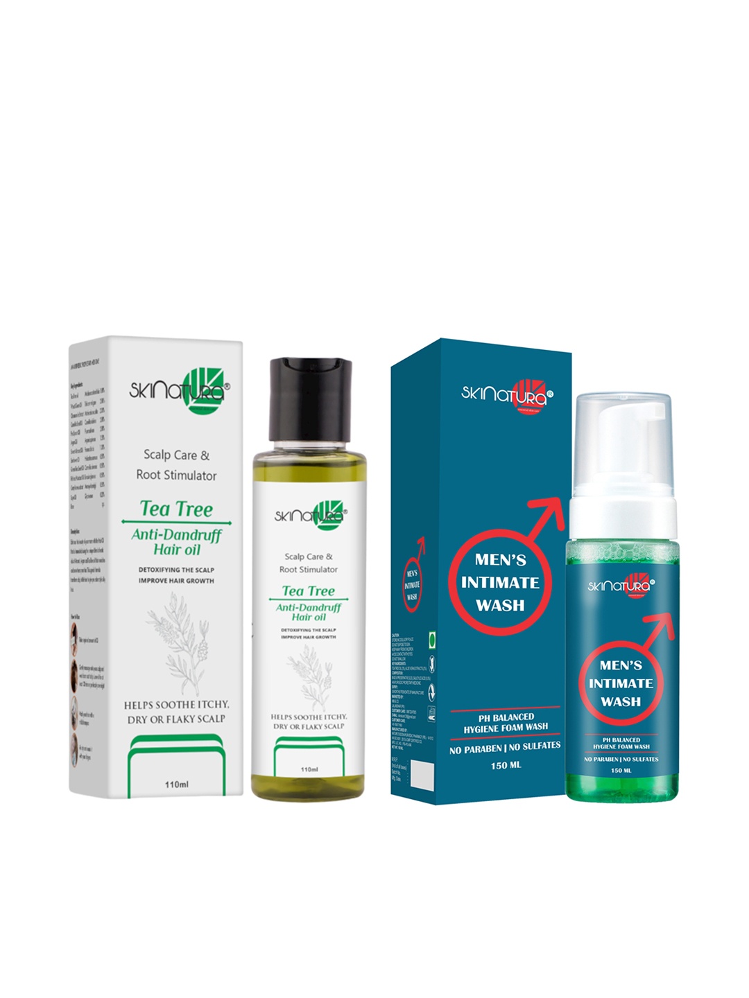 

Skinatura Anti-Dandruff Hair Oil & Men Intimate Wash Combo - 110ml+350ml, White