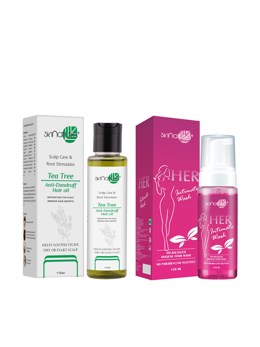 

Skinatura Anti-Dandruff Hair Oil & Her Intimate Wash Combo - 110ml+150ml, White