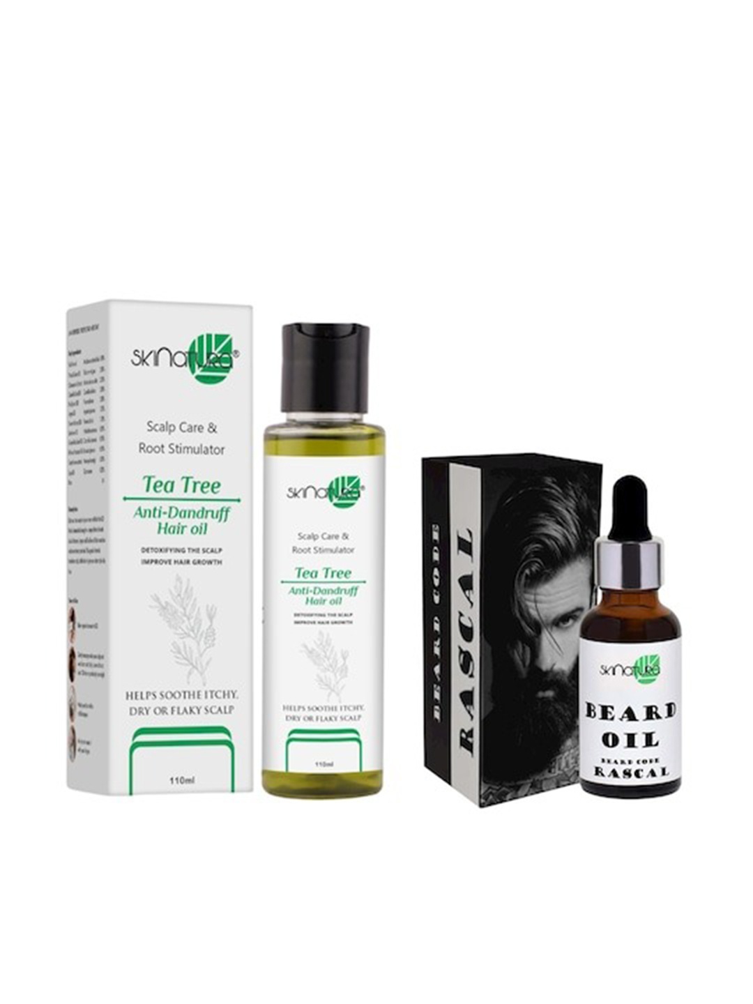 

Skinatura Men Anti-Dandruff Hair Oil & Rascal Beard Growth Oil Combo - 110ml+30ml, Off white