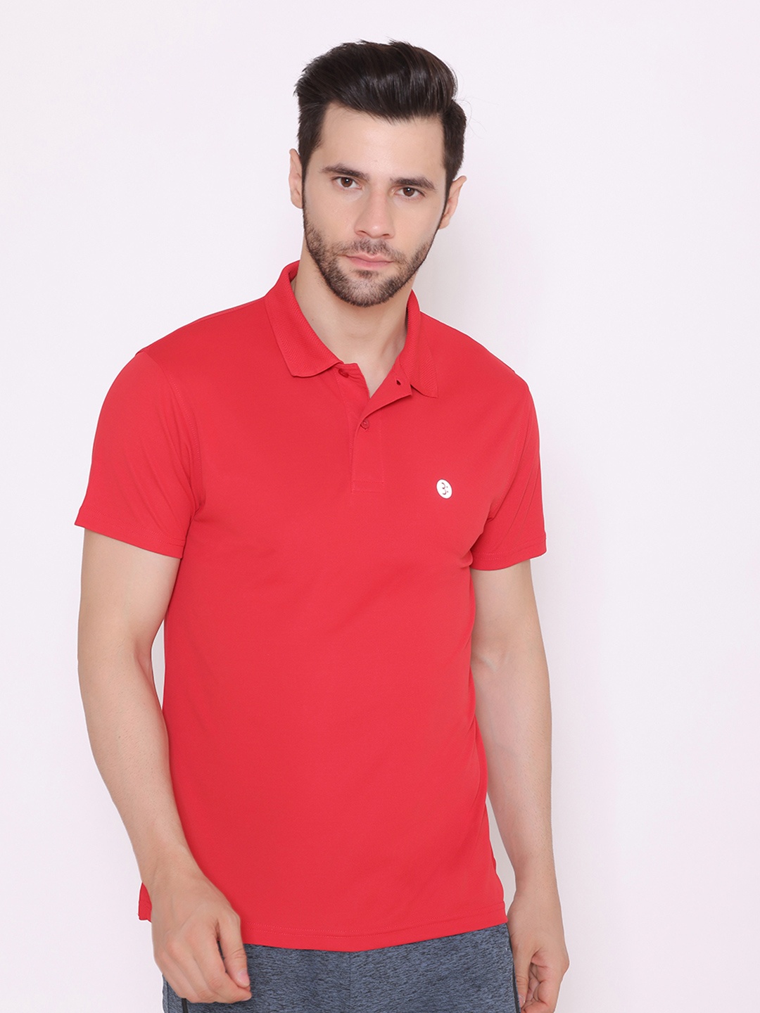 

BODYACTIVE Men Red Polo Collar T-shirt