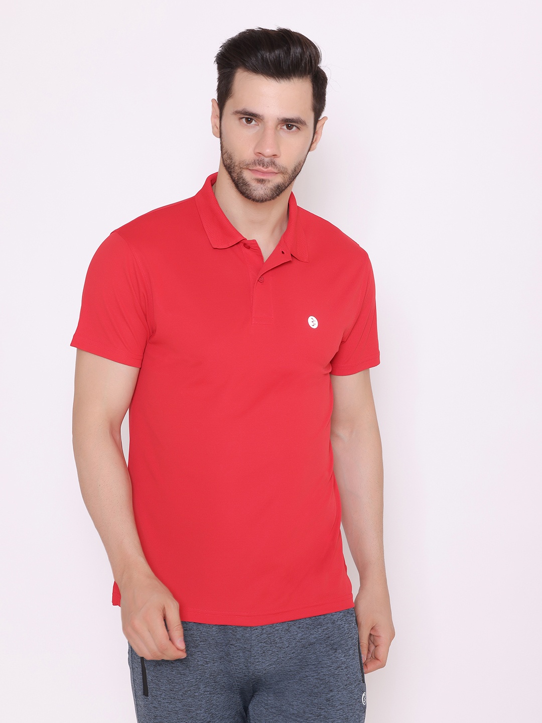 

BODYACTIVE Men Red Polo Collar T-shirt