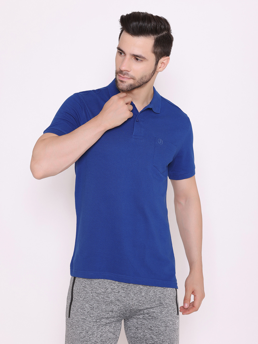 

BODYACTIVE Men Blue Polo Collar T-shirt