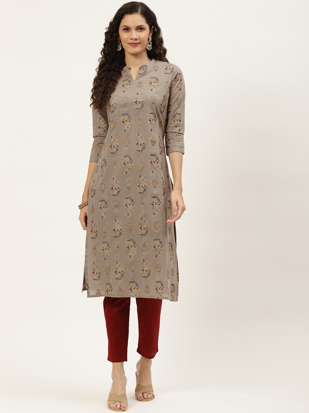 

KBZ Women Taupe Ethnic Motifs Printed Kurta