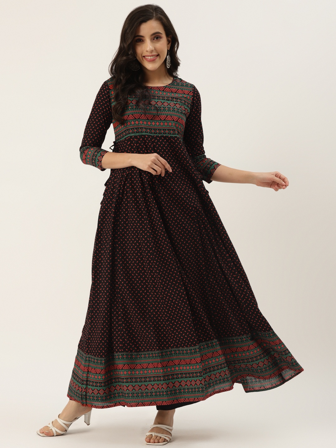 

KBZ Women Black & Pink Ethnic Motifs Printed Kurta
