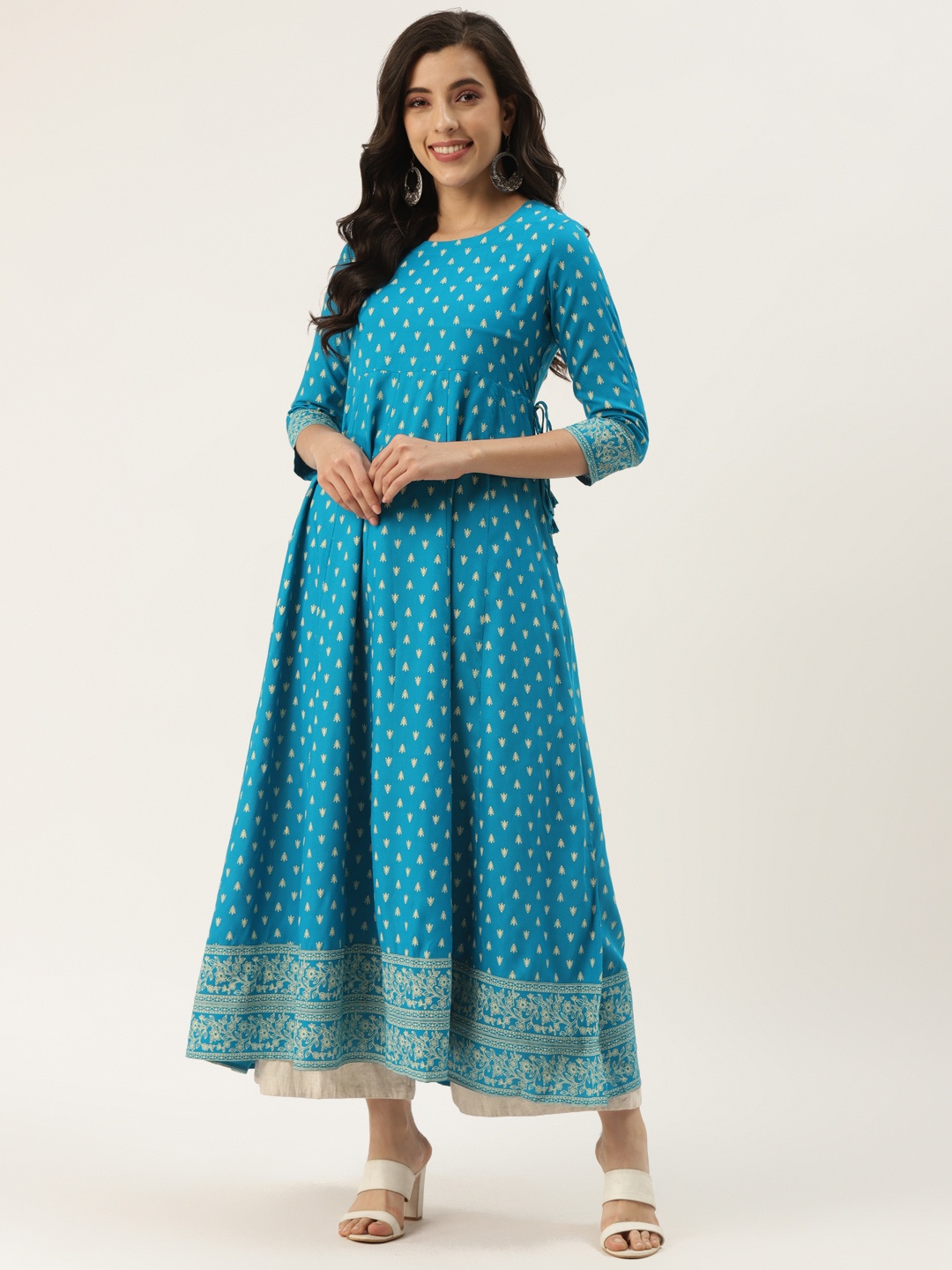 

KBZ Women Blue & Beige Ethnic Motifs Printed Kurta