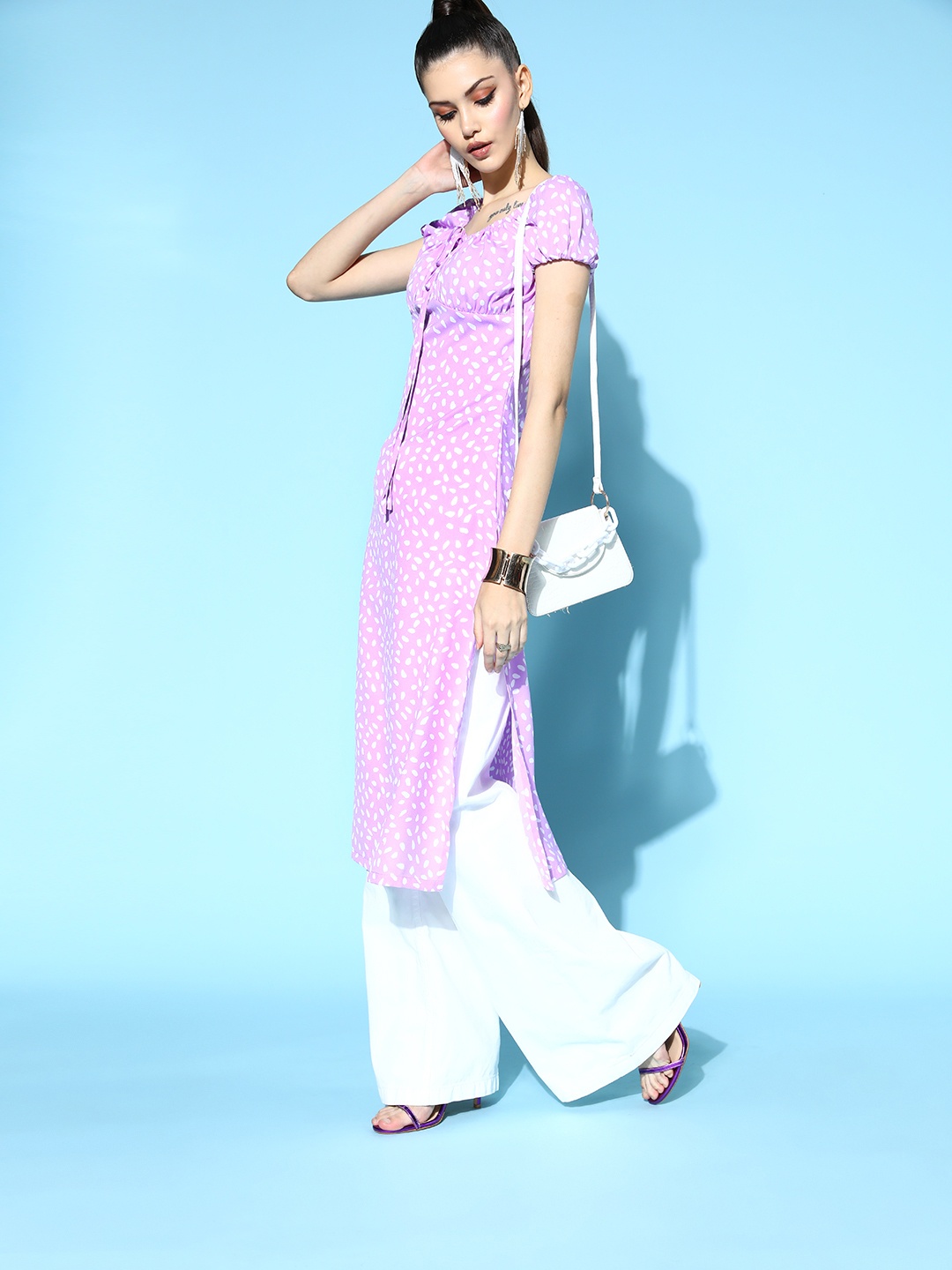 

Berrylush Women Elegant Lavender Polyester All in the Details Kurta