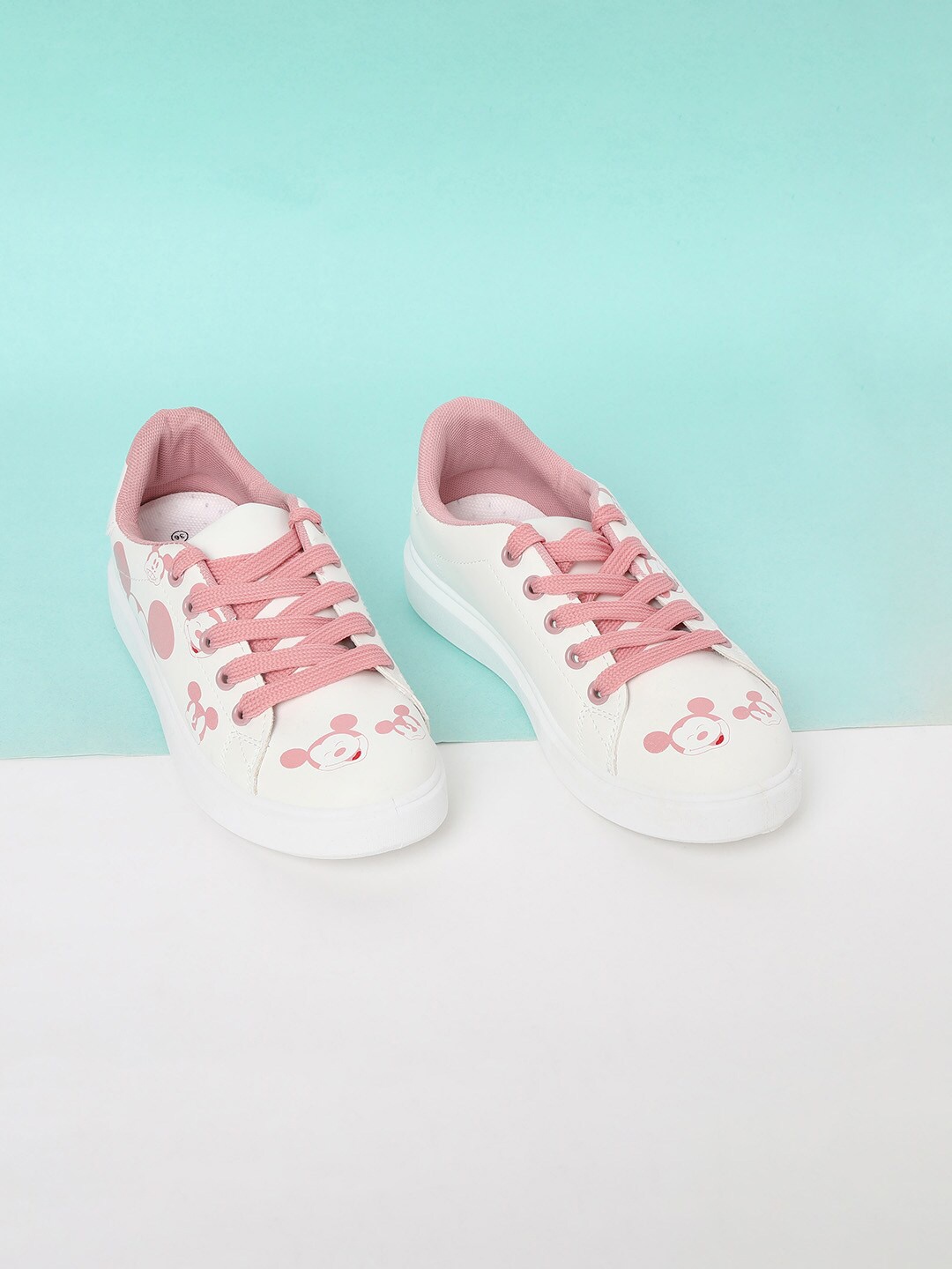 

Fame Forever by Lifestyle Girls White & Pink Mickey Mouse Printed Sneakers