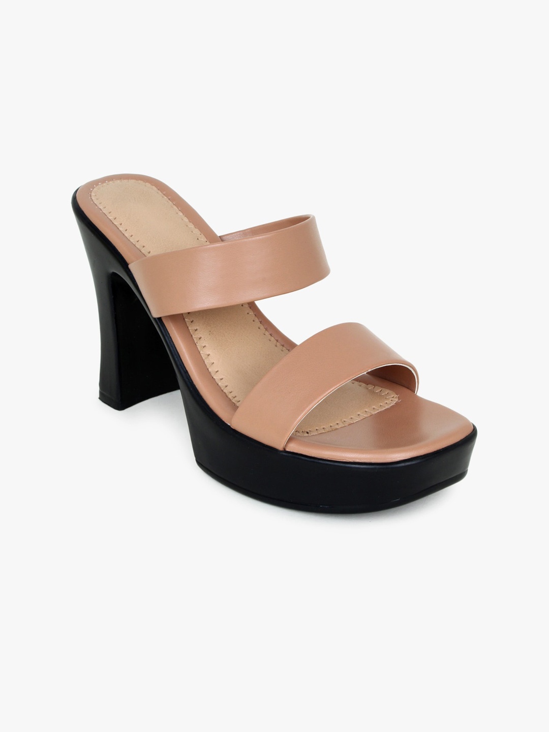 

Glitzy Galz Women Beige & Black Block Heels