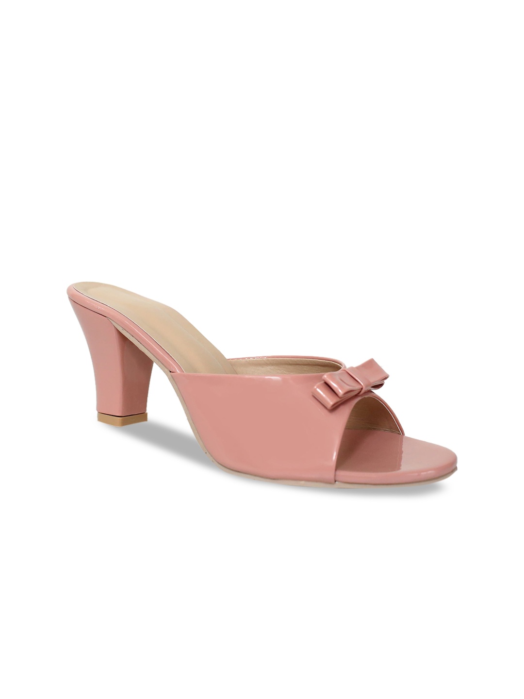 

Glitzy Galz Peach-Coloured Block Peep Toes with Bows