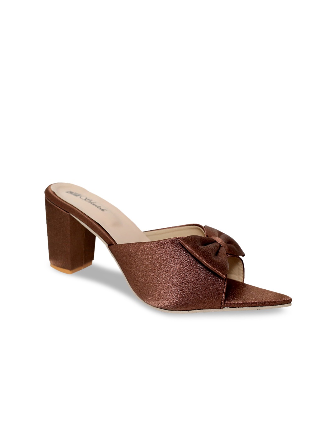 

Glitzy Galz Brown Block Sandals with Bows