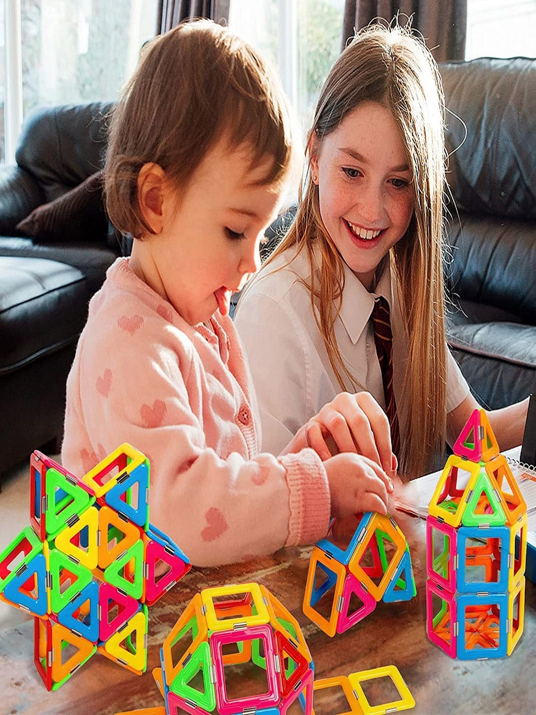 

CHOCOZONE Kids Set Of 30 Multicoloured Magnetic 3D Construction Blocks, Multi