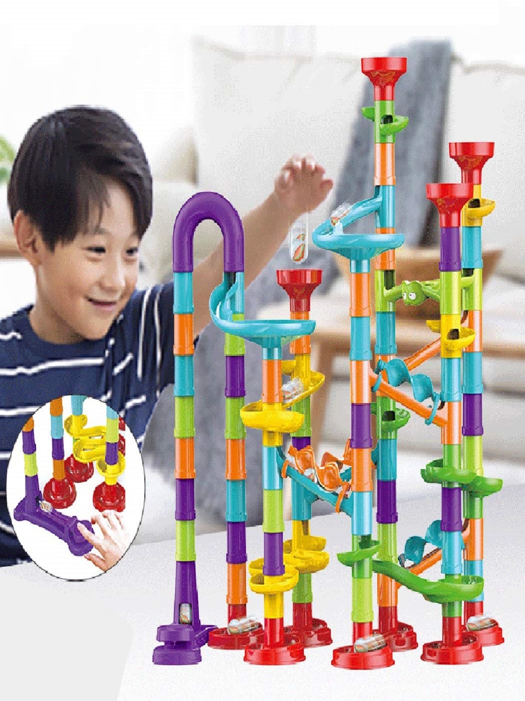 

CHOCOZONE Kids Green & Red Marble Maze Building Blocks Construction Toys