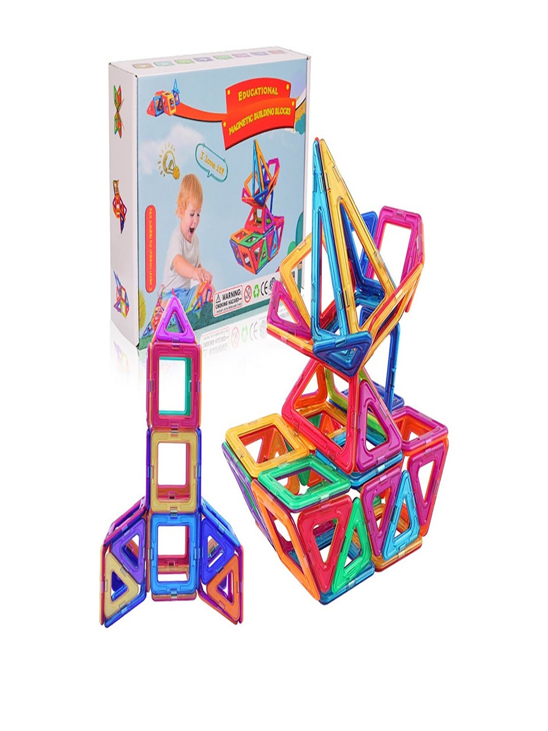

CHOCOZONE Kids Multicolored Pack of 136pcs Magnetic Blocks Educational Toys, Multi