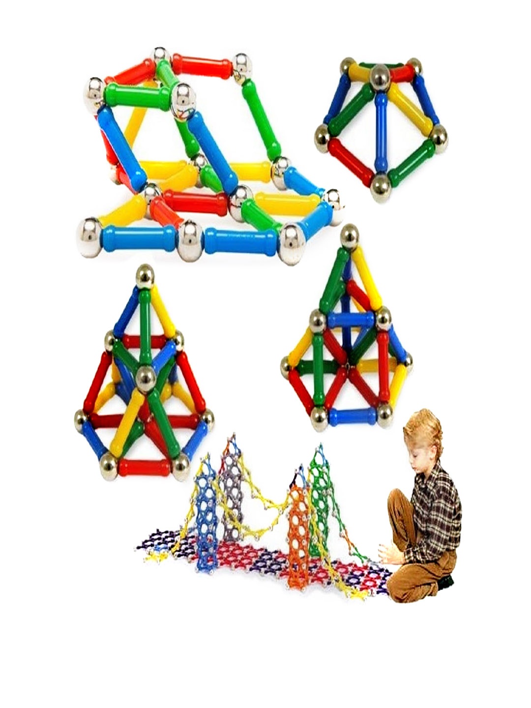 

CHOCOZONE Kids Red and Yellow 157 Pcs Magnetic Building Blocks Educational Toys