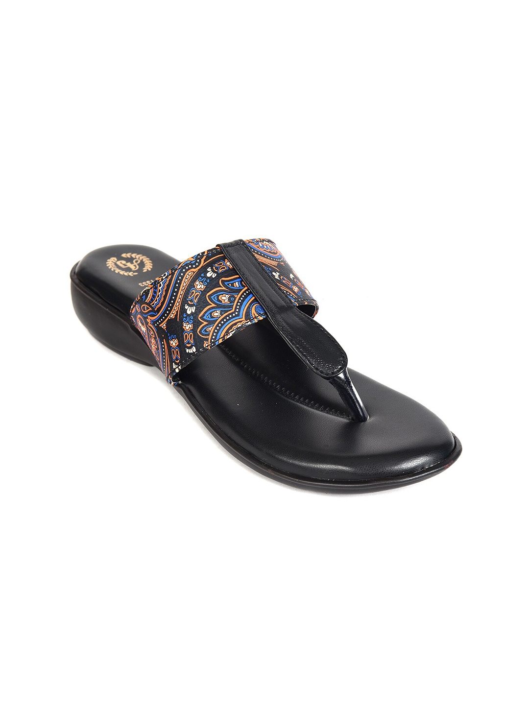

Ajanta Women Black Printed Open Toe Flats