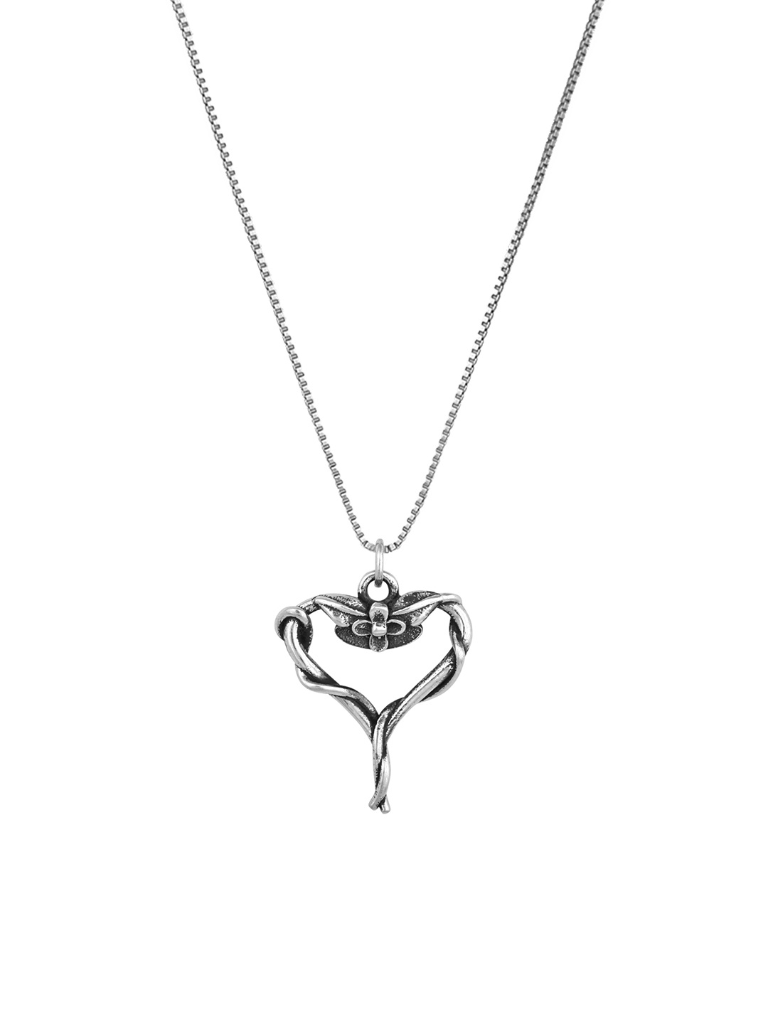 

GIVA 925 Sterling Silver Silver-Toned Oxidised Roped Heart Pendant