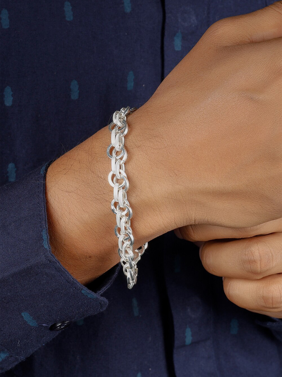 

GIVA 925 Sterling Silver Rhodium Plated Chunky Bracelet For Him, Adjustable