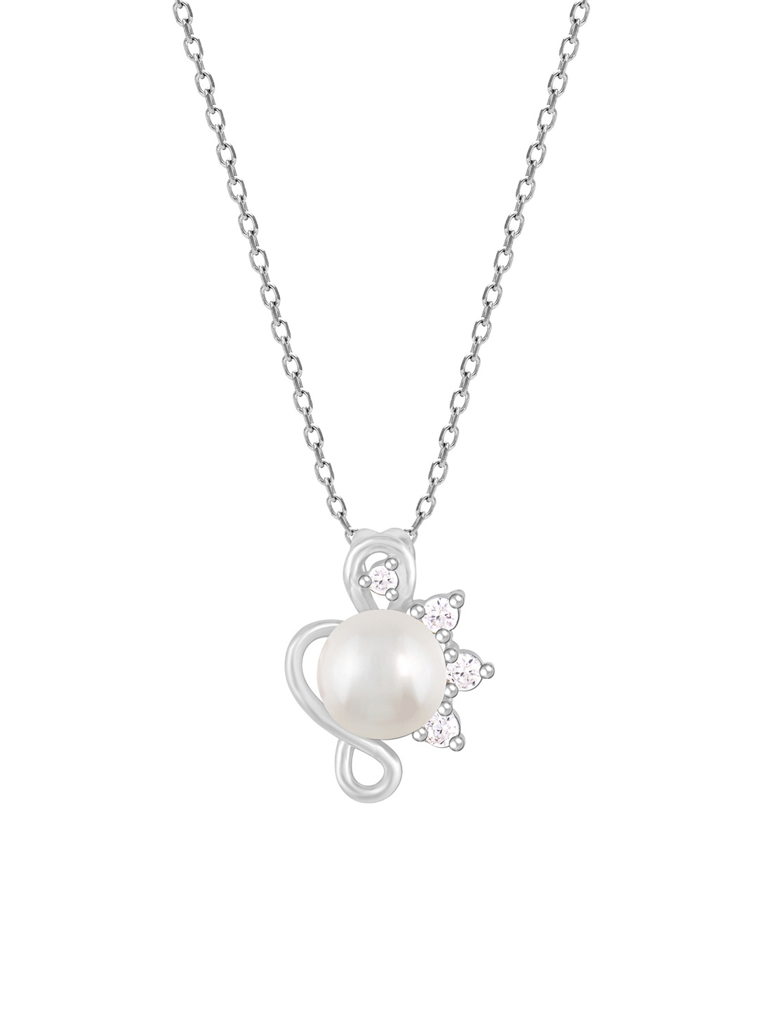 

GIVA 925 Sterling Silver Rhodium Plated Pearl Twist Pendant With Link Chain